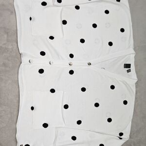 Stylish White and Black Polka Dot Pea Coat